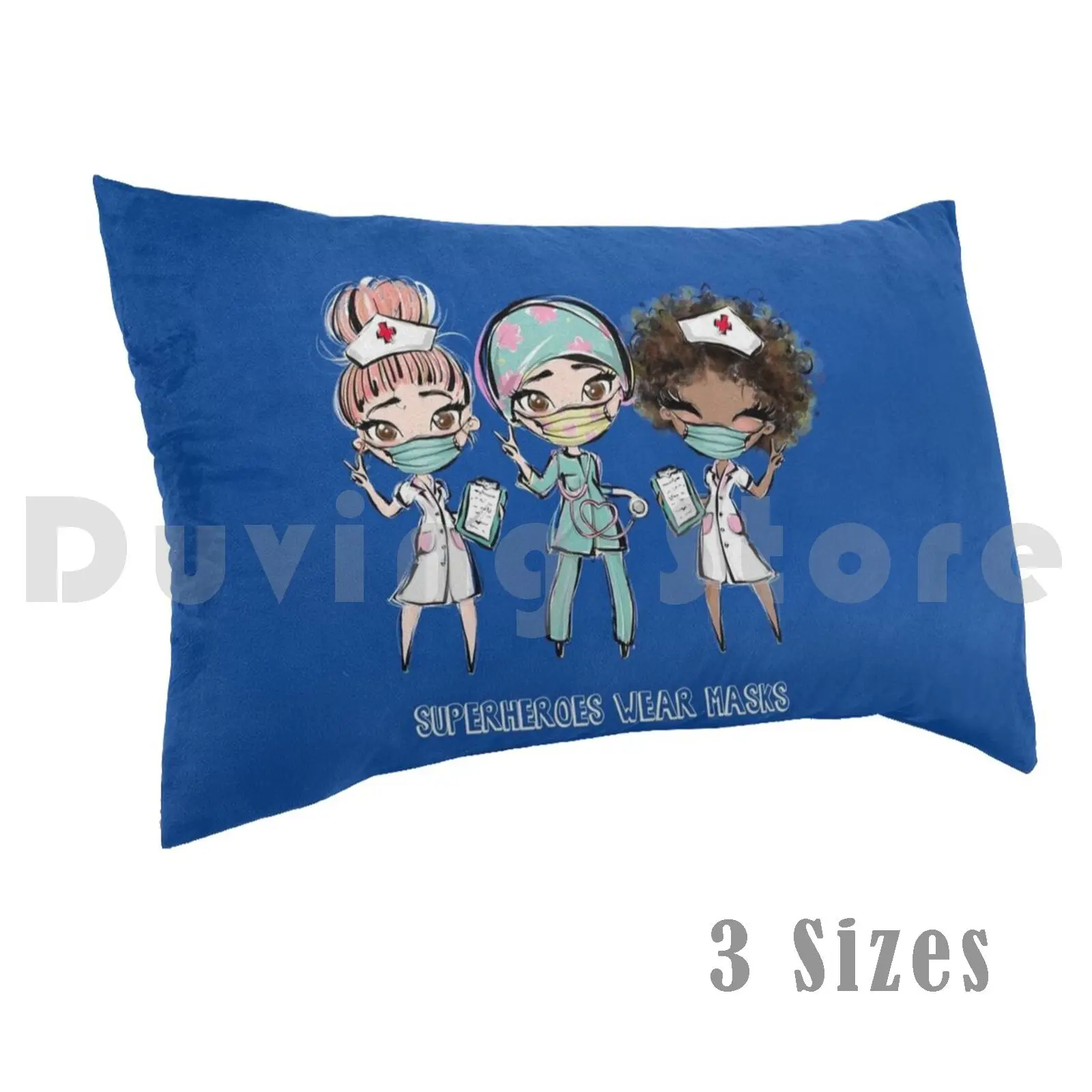 Superheroes Wear Essential Workers Nurses Gift Pillow Case Printed 35x50 Nurse Essential Worker Funny Nurses