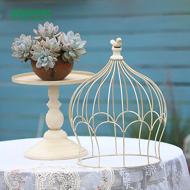 Wrought-iron Decorative Bird Cage Table Flower Stand for Balcony