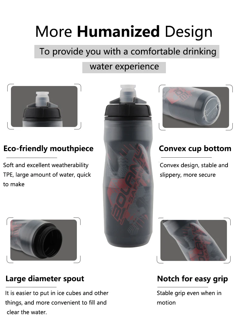 600ML Doppelwandige Fahrrad-Trinkflasche PP5 Wärme- & Kälteisolierte Sportflasche Outdoor-Radfahrflasche Fahrrad-Zubehör – Detail 5
