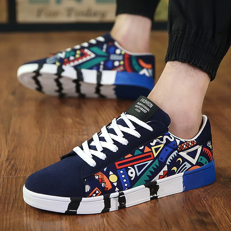 Men Sports Shoes Casual Canvas Shoes Fashion Print Sneakers Summer Trainers Leisure Shoes Men\'s Flats Slip Shoes