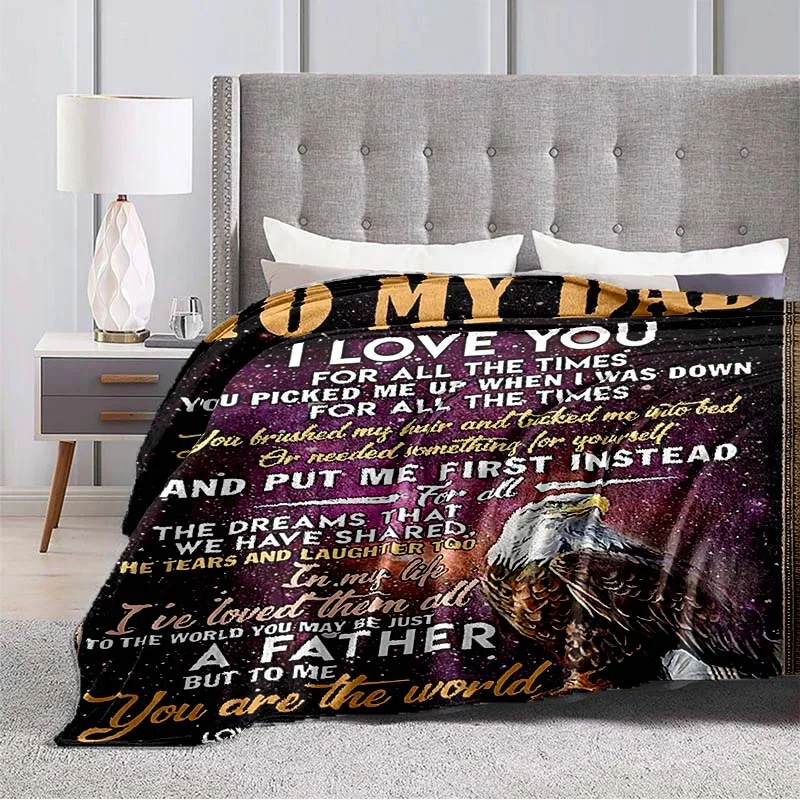 Eagle's love for my dad | Comfortable high-quality fleece Sherpa woven blanket