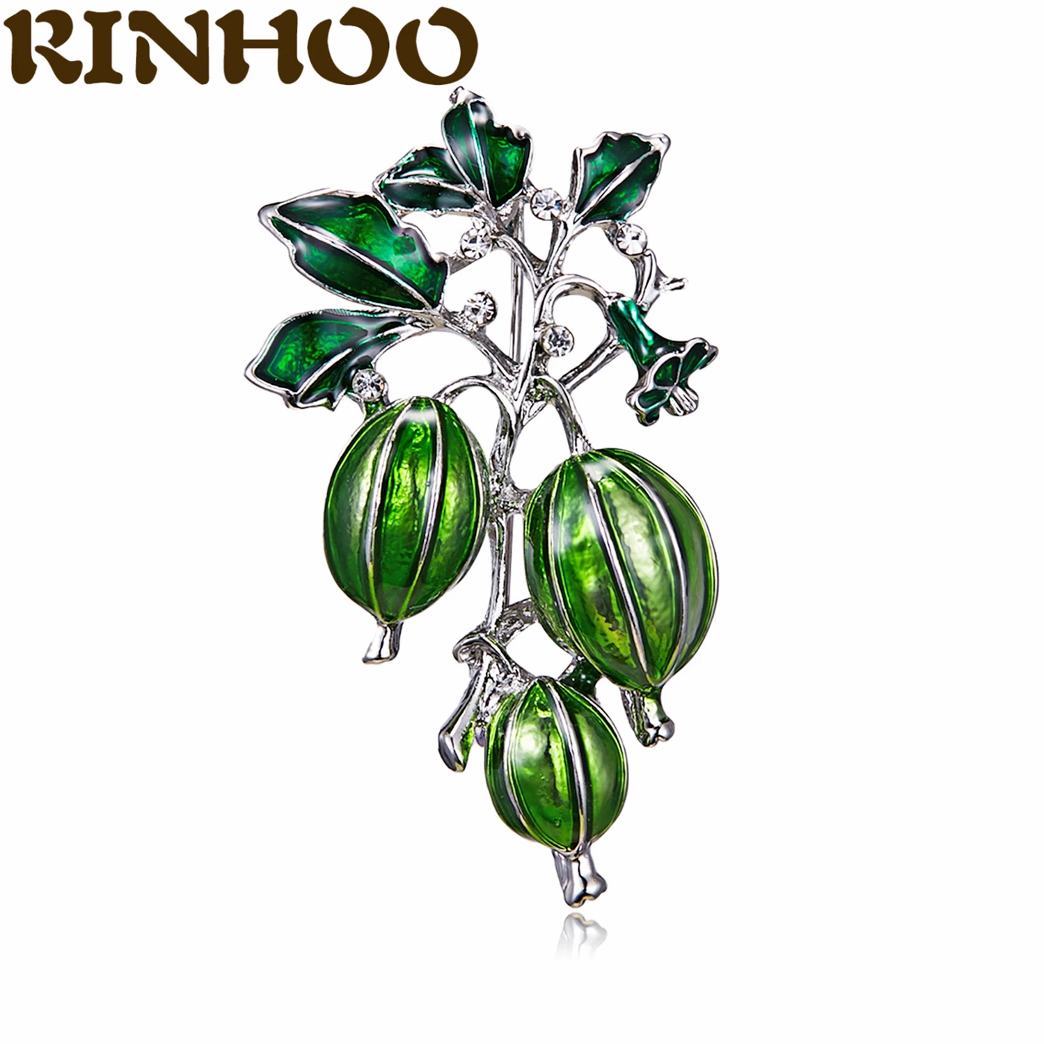 RINHOO Green Vegetable Fruit Loofah Brooches Harajuku Style Clothes Collar Clip Pin Rhinestone Plant Brooch Accessories