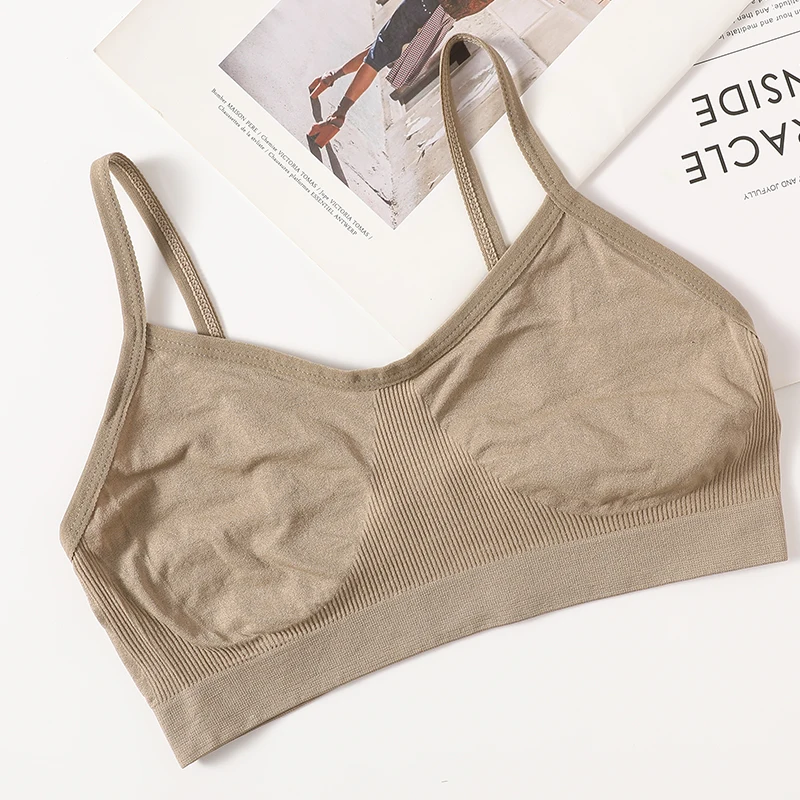 Damen Drahtloser BH Sport-Tube-Top Geripptes Gerafftes Camisole-Bralette Mit/Ohne Polster Unterwäsche Sexy Dessous M-L Intimates