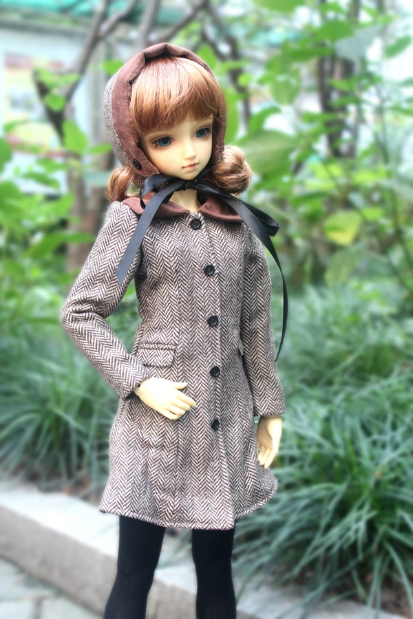 Bjd/sd/sd13用の取り外し可能な帽子付きフード付きコート、人形アクセサリー、スケール1/4、1/3、c0037