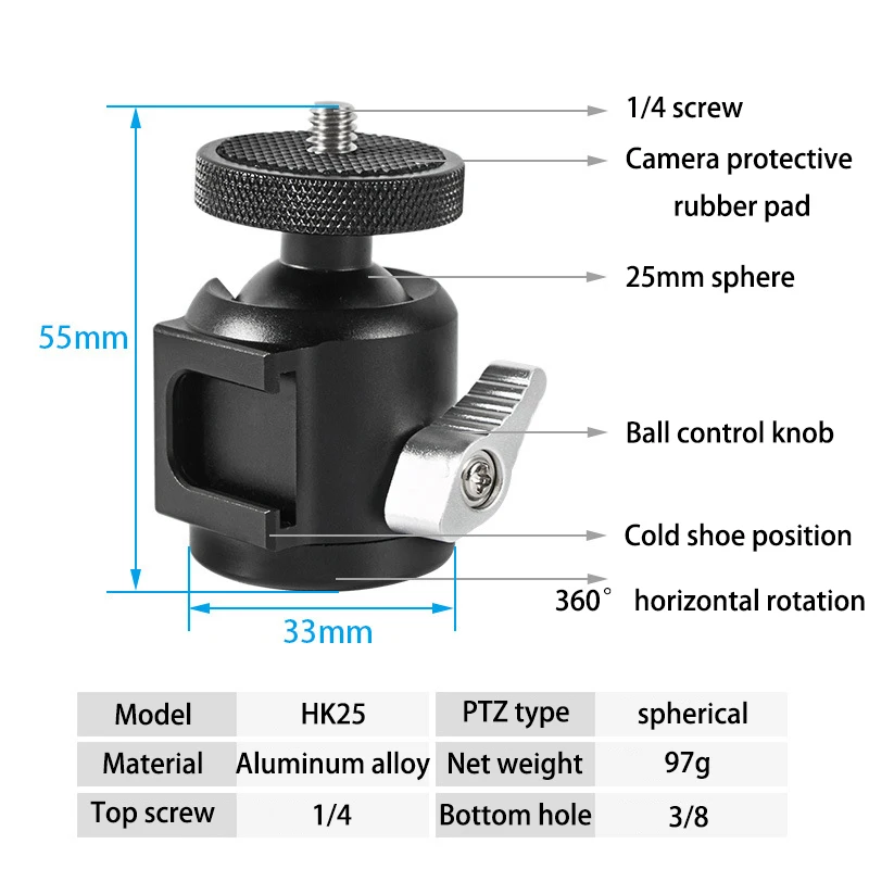 Mini rotule en aluminium, adaptateur de chaussure froide léger et Flexible pour appareil photo DSLR SLR avec plaque à dégagement rapide Arca, offre spéciale