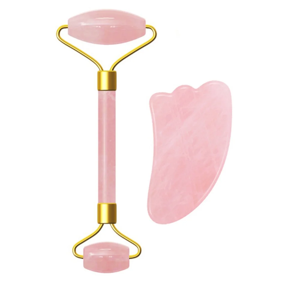 Rose Quartz Jade Roller Slimming Facial Roller Double Heads Massage  Face Slimming Body Neck Head LiftingTool Beauty Health Care