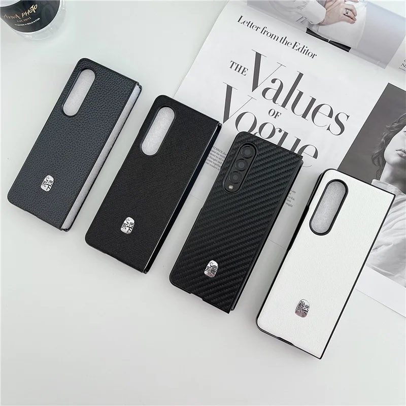 2021 Fashion Leather PC Chinese logo case for Samsung Galaxy Z Fold 3 Cover Anti-knock luxury Cases for Fold3 F9260