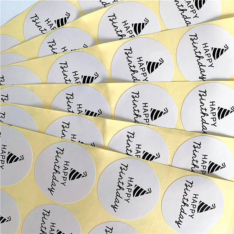 100PCS/lot Round Happy Birthday HANDMAD sticker Sealing sticker Vintage DIY Gifts Gift Stickersdhesive Sticker DIY Gift Sticker