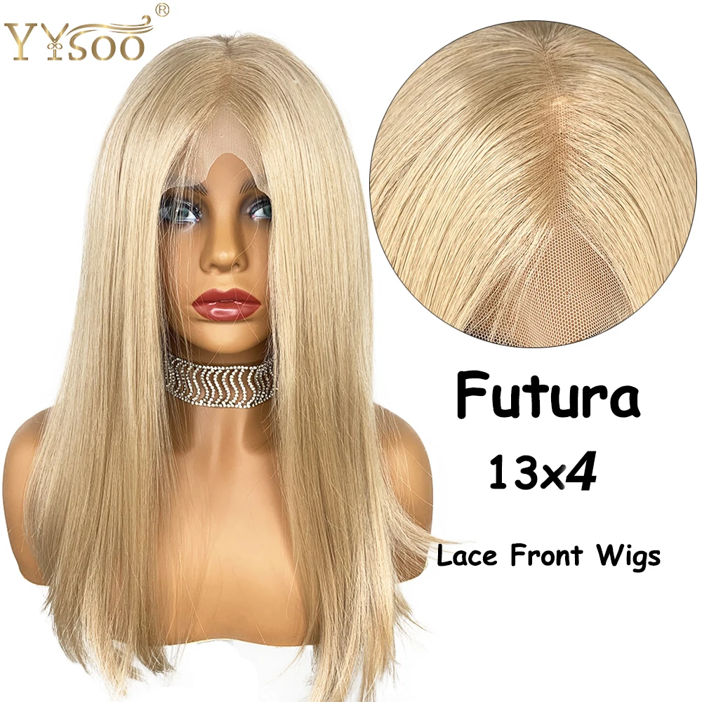 YYsoo103 Blonde Silky Straight 13X4 Short Bob Lace Front Wig Lace Frontal Futura Japan Heat Resistant Hair Fiber Replacement Wig