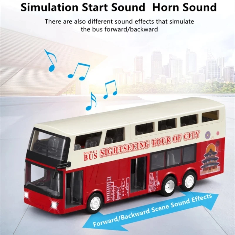 New 1:18 RC Double-Decker Bus Simulated Sound Effect LED Lights 2.4Ghz RC Cars Model Toys Gifts For Children