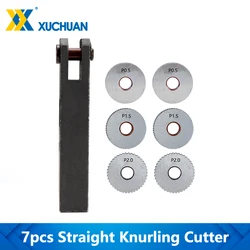 Straight Knurling Cutter Tool 7pcs Straight Linear Knurling Wheel 0.5 1.5 2.0mm Single Wheel Knife Holder Knurling Cutter Set