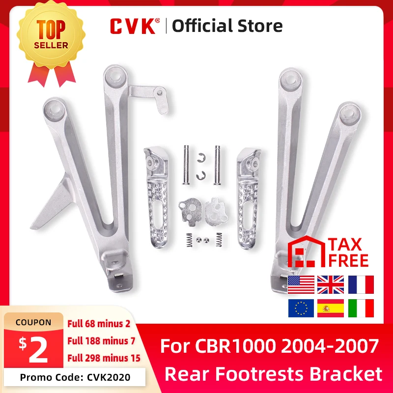 

CVK Aluminium Rear Footrests Bracket Kit Foot Pegs Rests Assembly For Honda CBR1000 04 - 07 CBR1000RR 2004 2005 2006 2007