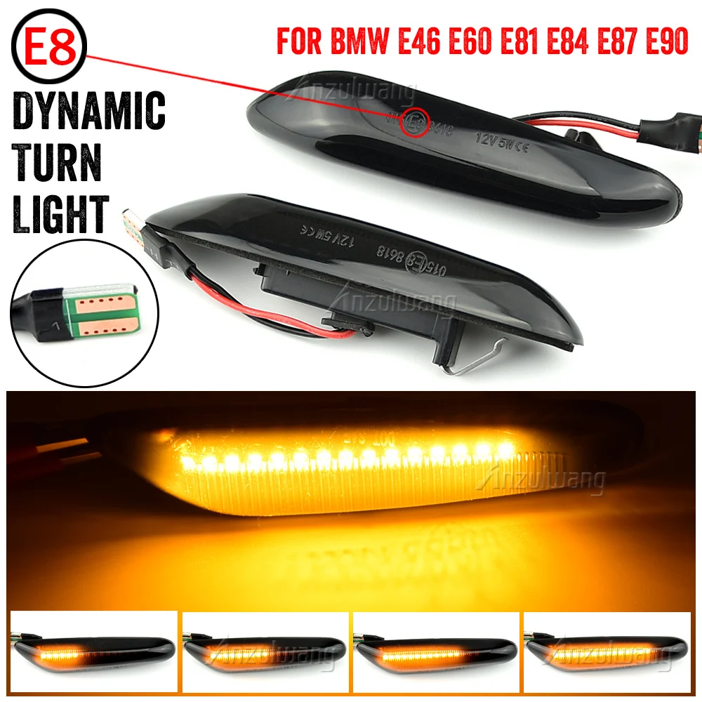 2x Dynamic LED Fender Light Side Marker For BMW 1 3 5 serie E46 E60 E61 E81 E82 E87 E88 E90 E91 E92 E93 X1 E84 X3 E83 X5 E53