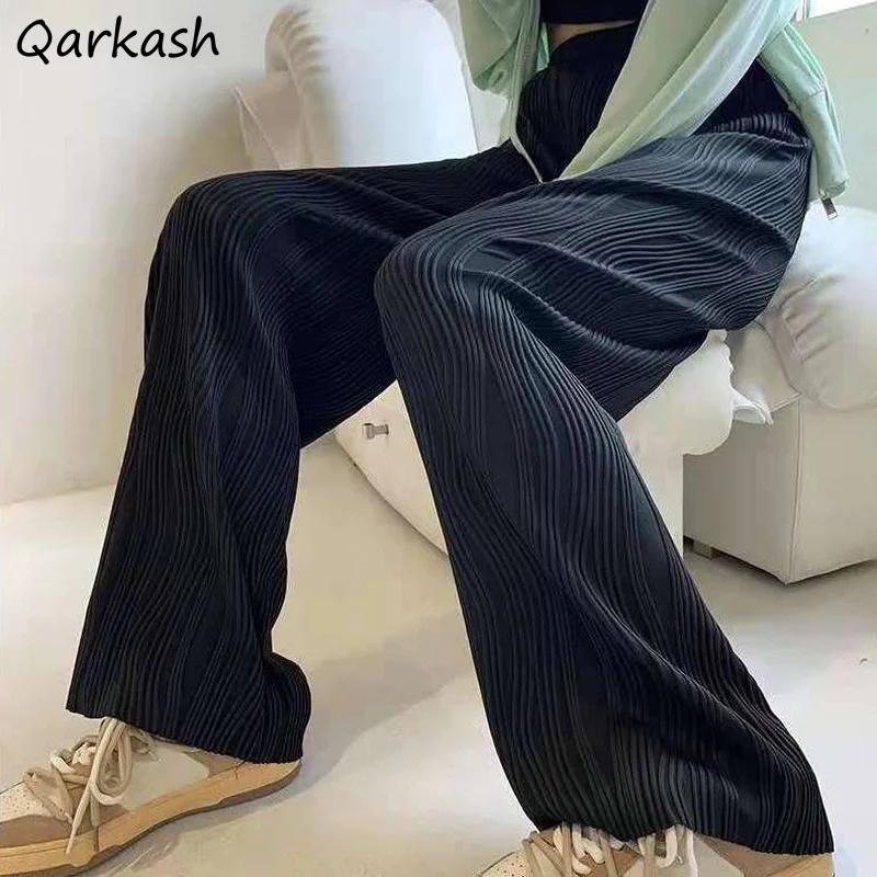 

Casual Pants Women Striped Loose Soft Elasticity Mopping Straight Fashion Teenagers Ulzzang All-match Trousers Daily Females New