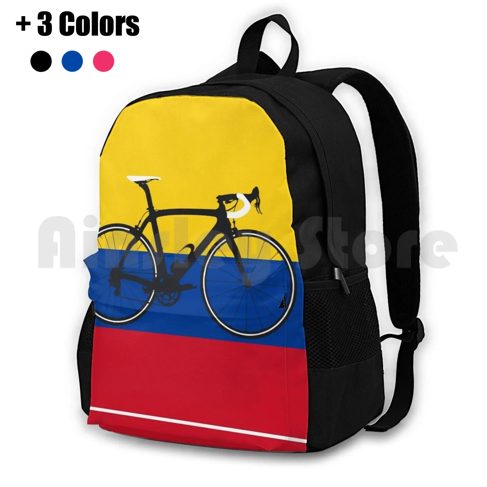 Bike Flag Colombia ( Big-Highlight ) Outdoor Hiking Backpack Waterproof Camping Travel Popular 100 Top Most Cool Retro Vintage