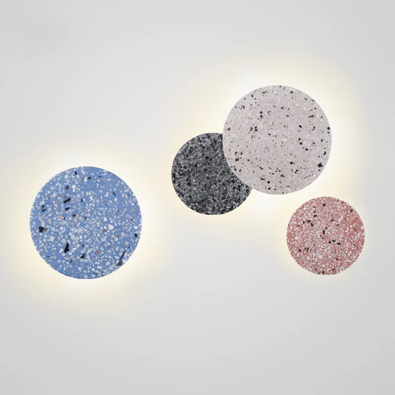 

Nordic Terrazzo Marble Led Wall Lamp Round Sconces Light For Bedroom Aisle Staircase Bathroom Colorful Creativity Light Fixtures