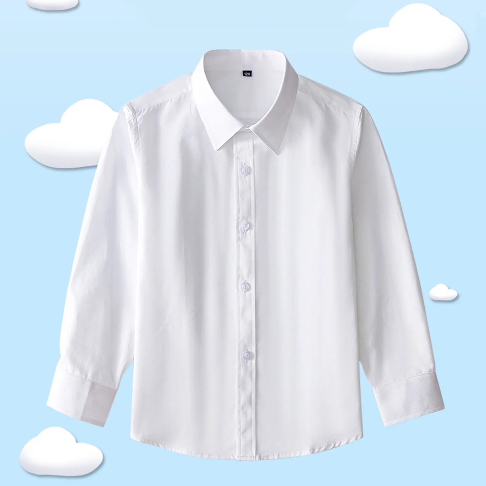 Girls Boys School Blouse Shirt Long Sleeve White Shirt Formal Blouse Top Student Ages 4-13 Years Tops Children Clothes Camisas