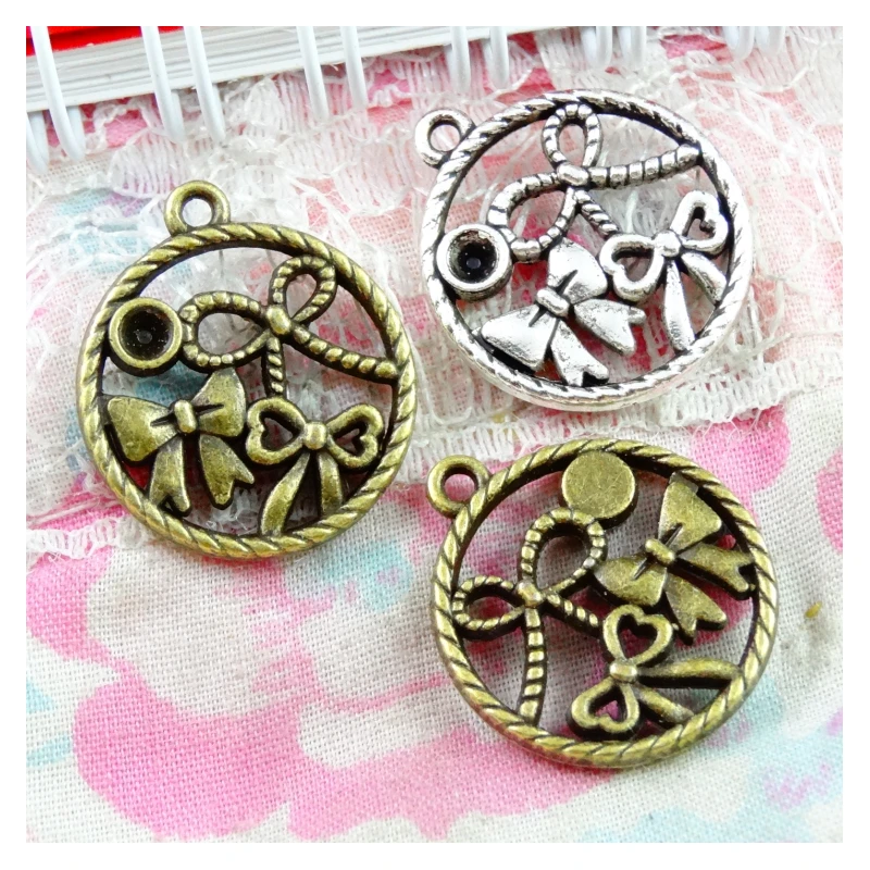 

30Pcs 21.7*19MM Vintage Antique Bronze Plated Bowknot Pendant Charms Necklac DIY Accessories