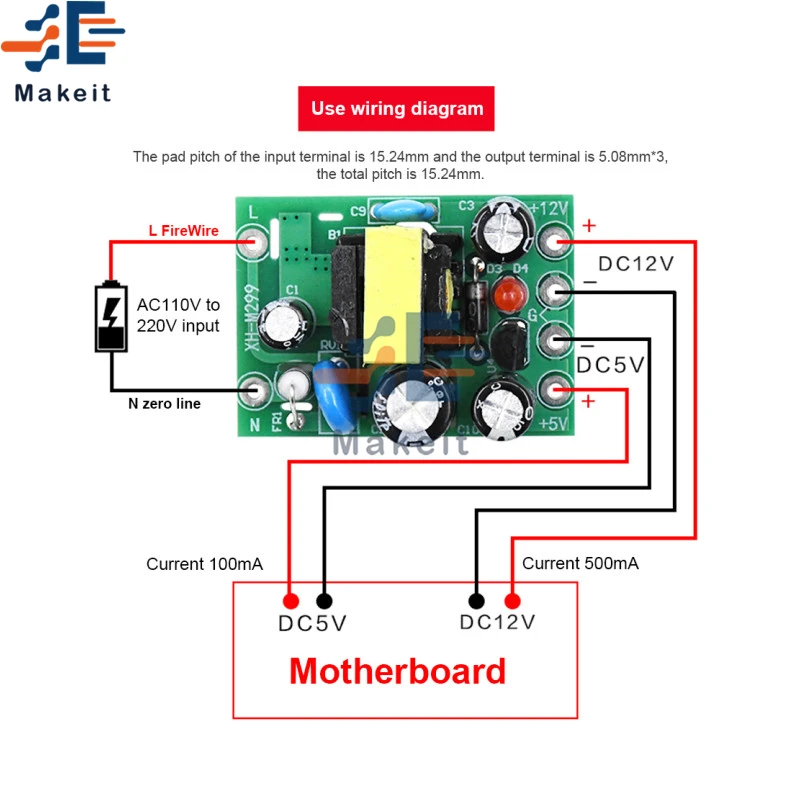 AC-DC معزولة التبديل وحدة امدادات الطاقة ل اردوينو AC-DC باك تنحى وحدة AC110 ~ 240 فولت بدوره DC5V/12 فولت 100mA/500mA 0.5 واط/6 واط