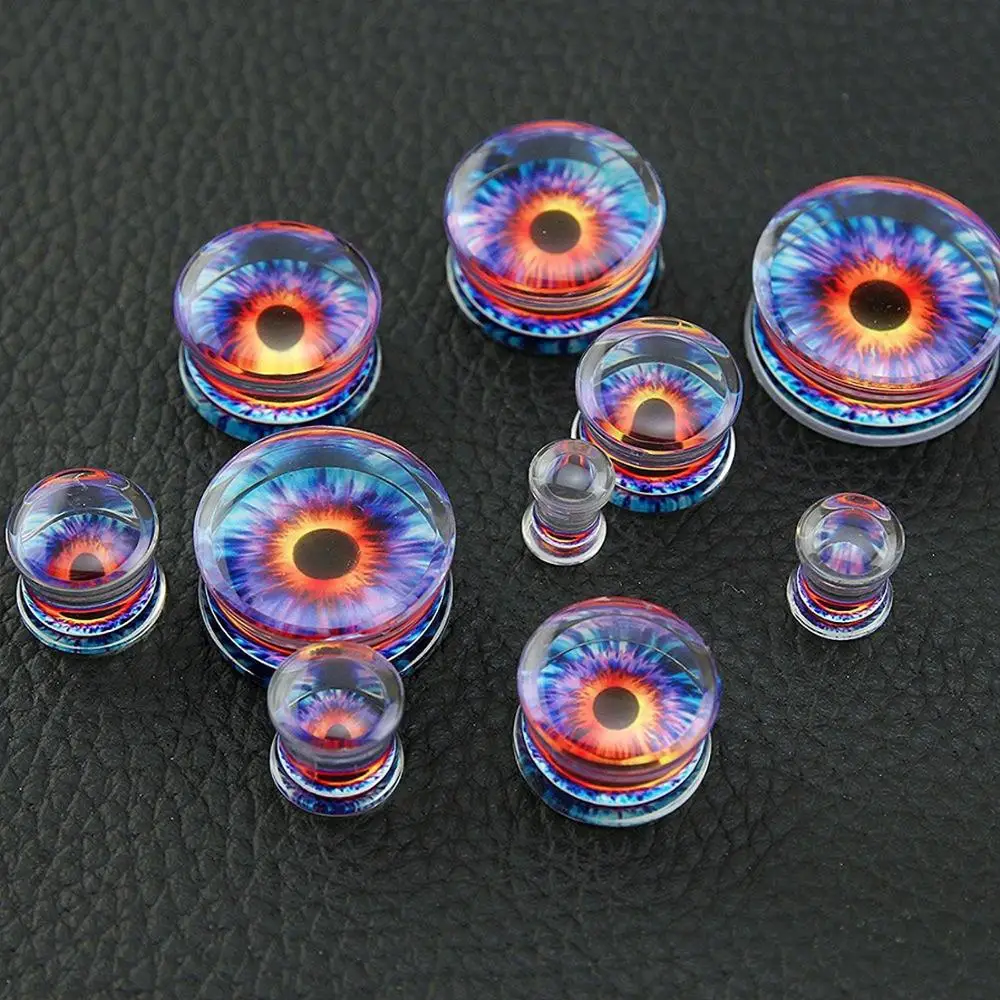1Pair Acrylic Luminous Skull Ear Plug And Tunnels Eyes Leopard Ear Guages Stretchers Expander Dermal Piercing Oreja Body Jewelry