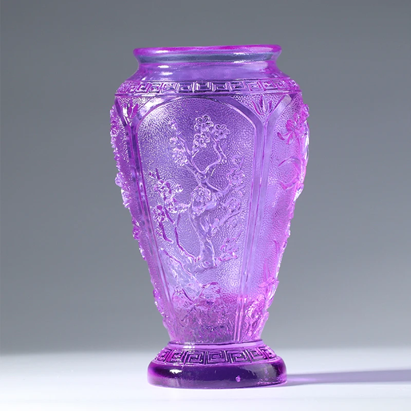Östliche klassische Literatur, luxuriöse Blumenvase, Pflaumenblüten, Orchidee, Bambus, Chrysantheme, hochwertige farbige Glasur, Kunstwerk, Dekor