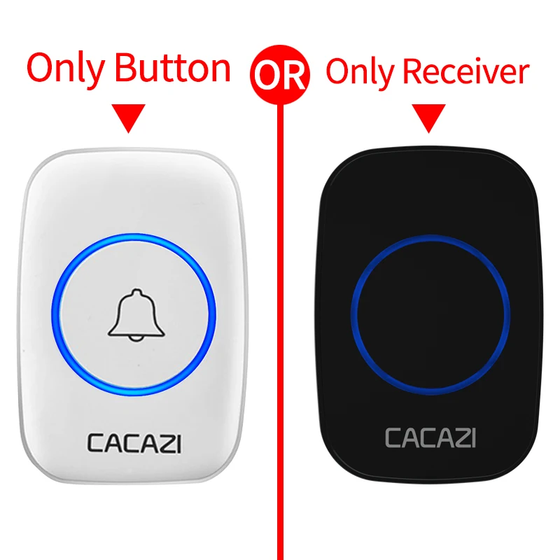 

CACAZI Only Button or Receiver For A10 Home Intelligent Wireless Waterproof Doorbell 300m Range US EU UK AU Plug