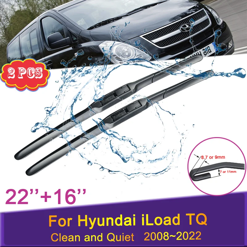 Car Wiper Blades for Hyundai iLoad TQ 2008 2009 2010 2011~2022 Model Front Windshield Frameless Snow Scraping Rubber Accessories