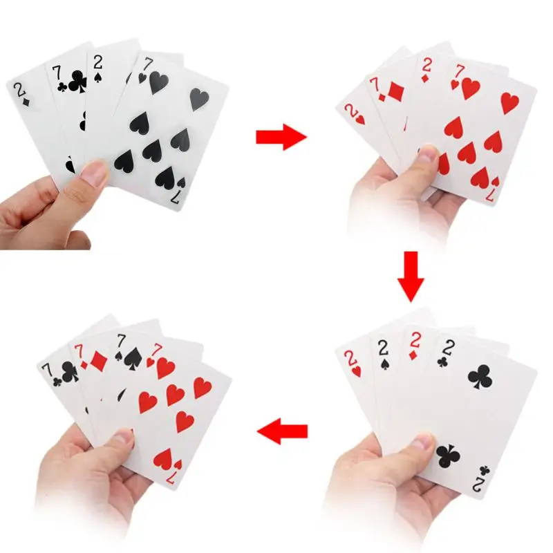 4 Cards 7 To 2 Transformer Magic Tricks Magic Props Close Up Street Magic Trick Playing Cards Accessories Comedy