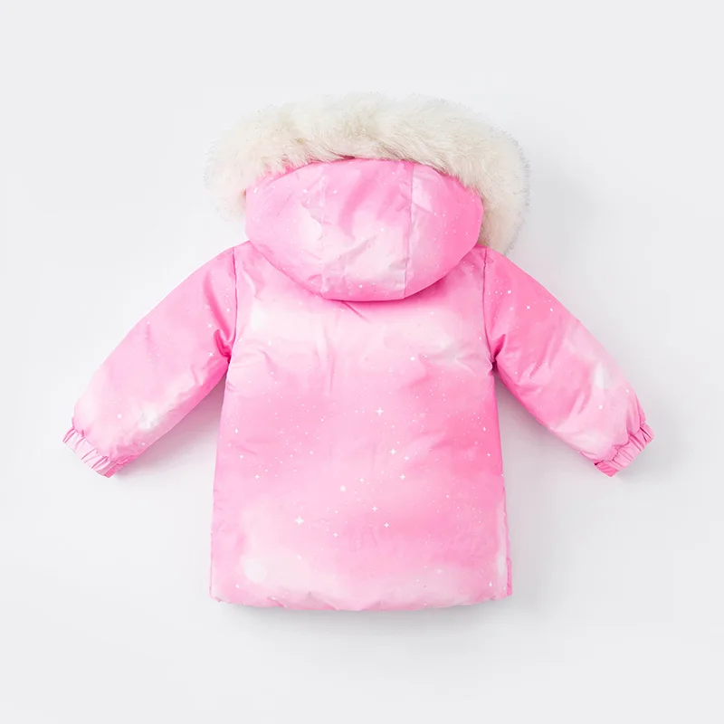 DB18944-K dave bella winter baby girls 18M-11Y fashion solid hooded down coat children 90% white duck down padded kids jacket