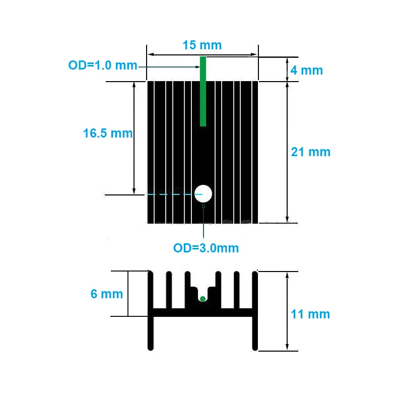 Aluminium koellichaam TO-220 Mosfet NAAR 220 koellichaam koelerradiator voor MOS LM317 L7805 L7812 L78XX Transistorset IRFXX - 10 stuks