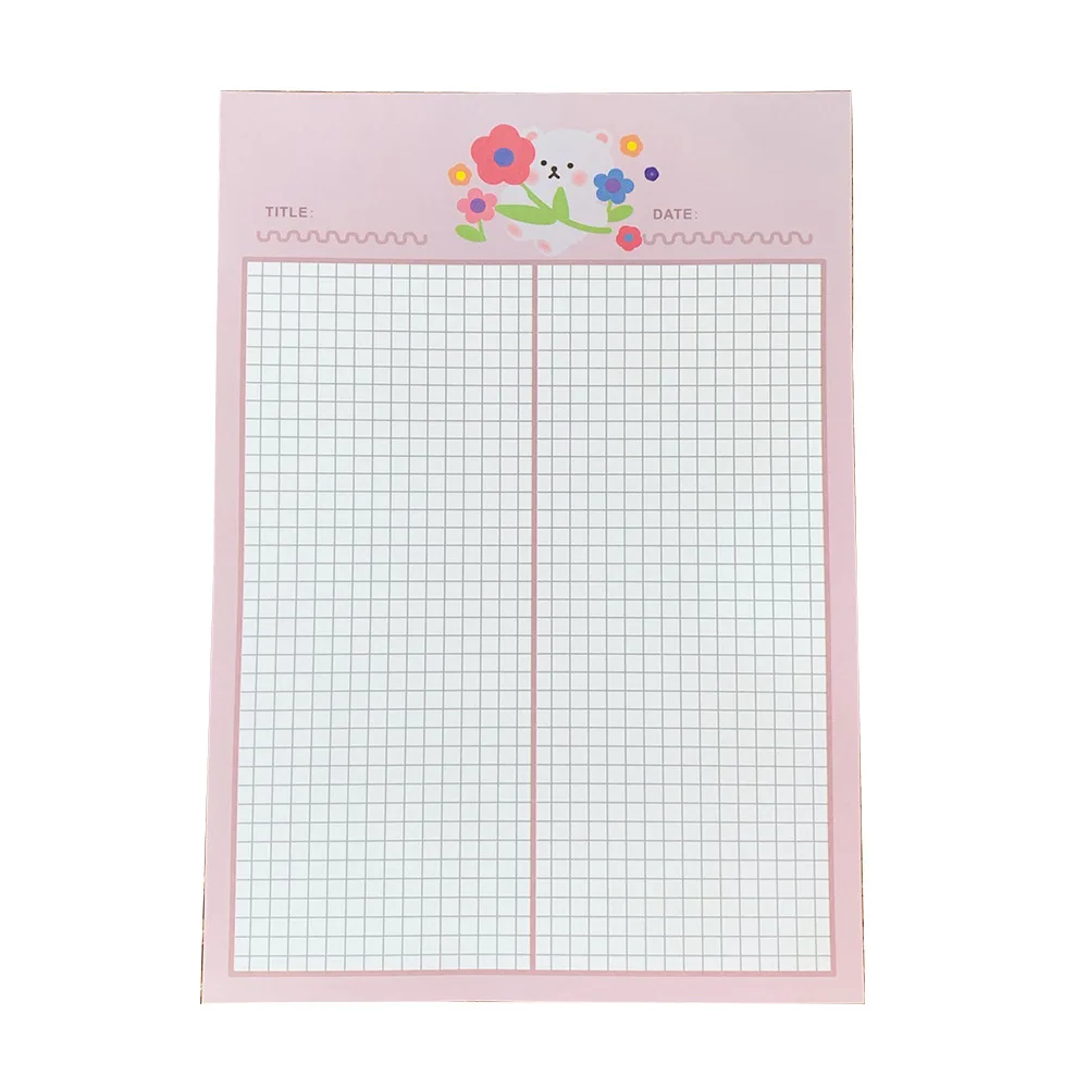 30 Sheets Ins Cartoon Cute Bear Plan Note Grid Memo Pad Learning Notes Big Loose-leaf Diary Student Stationery Kawaii Notebook