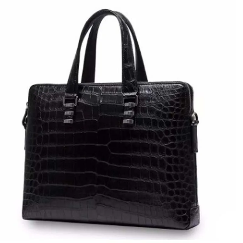 ourui  crocodile  belly  men briefcase  black  Genuine crocodile leather  handbag  package  male men handbag