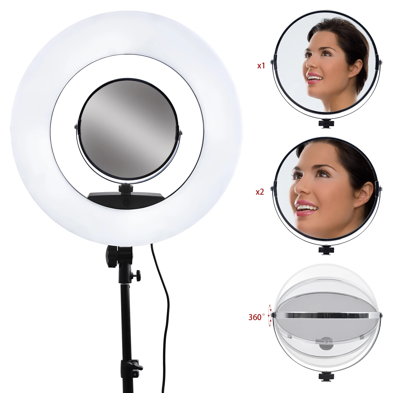 FOSOTO FS-480II 18 Inch Photographic Lighting LED Ring light With Mirror Ring Lamp Tripod For Phone YouTube Video Makeup Camera