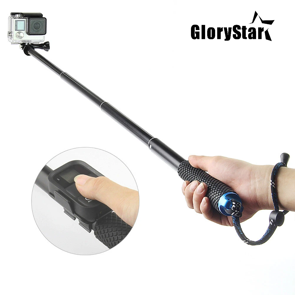 37'' For GoPro Extendable Handheld POV Pole Telescopic Tripod Monopod + Wifi Remote Holder Clip for Go Pro Hero 9 7 6 5 4 3+