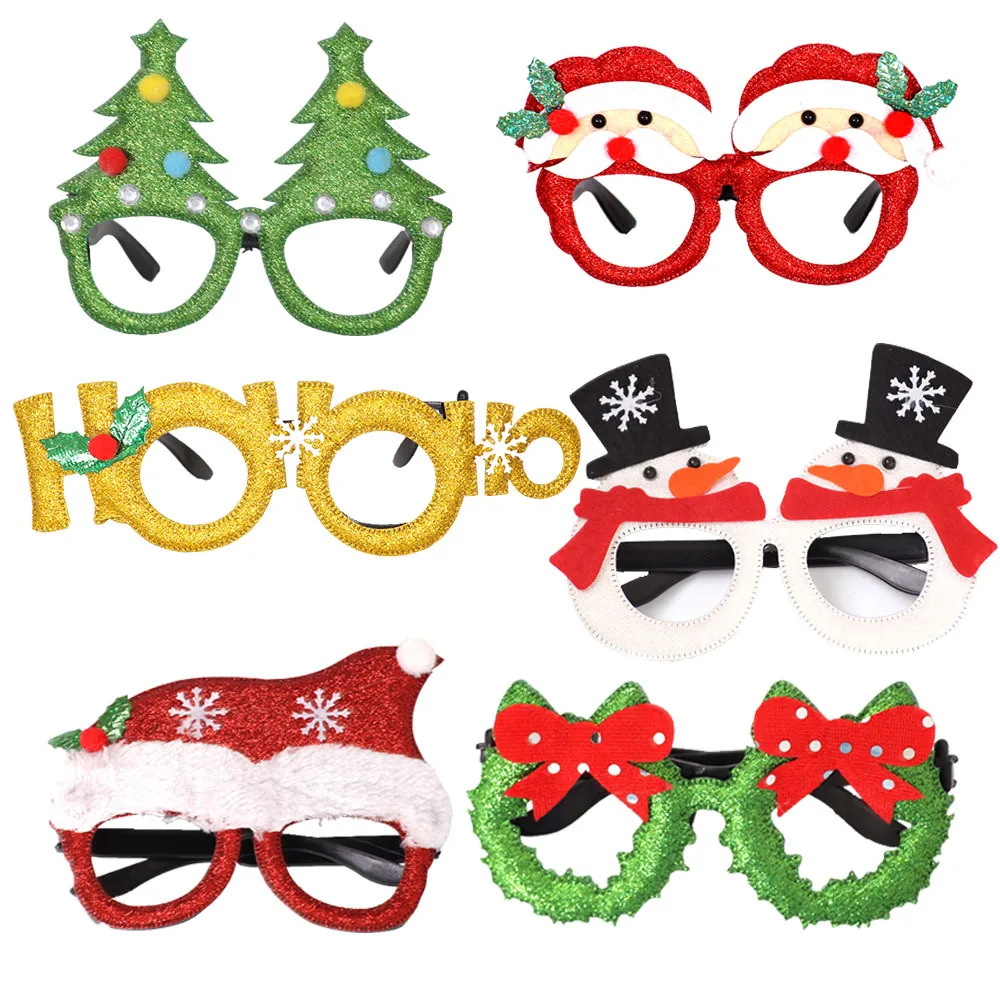 

2022 Merry Christmas Glasses Santa Claus Xmas Tree Elk Glasses Frame Photo Prop Christmas decorations new year Navidad kids gift