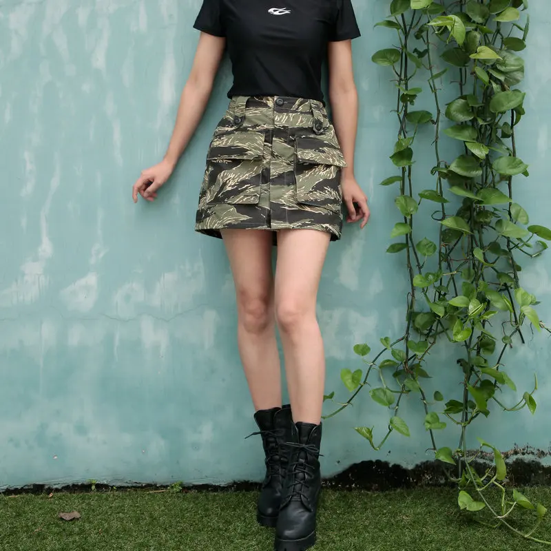 Camouflage Short Skirt Womens Big Pocket Cotton Wear Resisting Skirt Fans Outdoor  Training Clothes