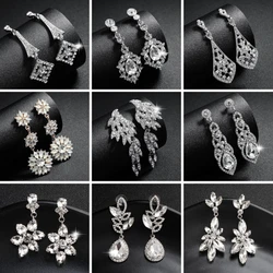 Efily New Fashion Crystal Drop Earrings for Women Accessories Luxury Rhinestone Long Dangle Earring Trendy Party Jewelry Gift