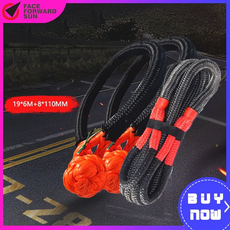 

8mm*110mm Soft Shackles 19mm*6m Kinetic Recovery Rope for ATV UTV SUV Recovery Towing Offroad Parts Red Orange Free Shipping