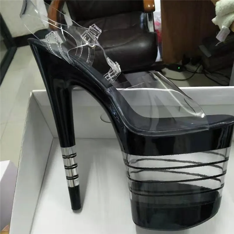 New 8 inch high heels, fashion stripe platform soles, stage 20 cm party show high-heeled sandals