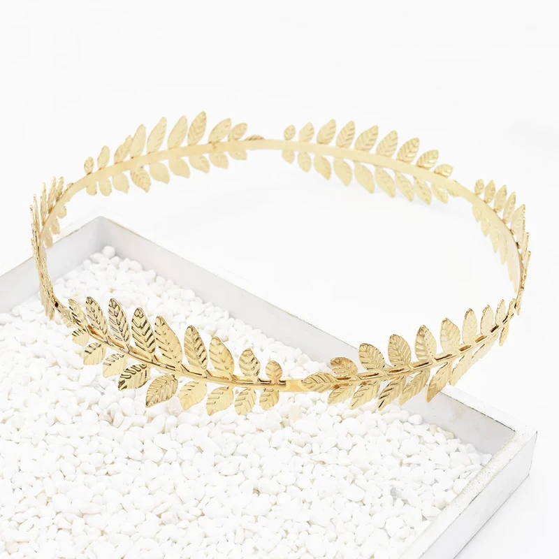 Fashion Golden Leaf Laurel Tiara Grecian Leaf Back Headwear Pearl Wedding Tiara Headband Hair Crown Bridal Hair Accessories