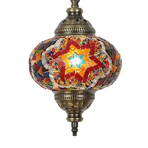 

(31 Models) Handmade Pendant Ceiling Lamp Mosaic Shade, 2019 Stunning 16.5 "Height-7" Globe, English Moroccan Glass Lantern Ar