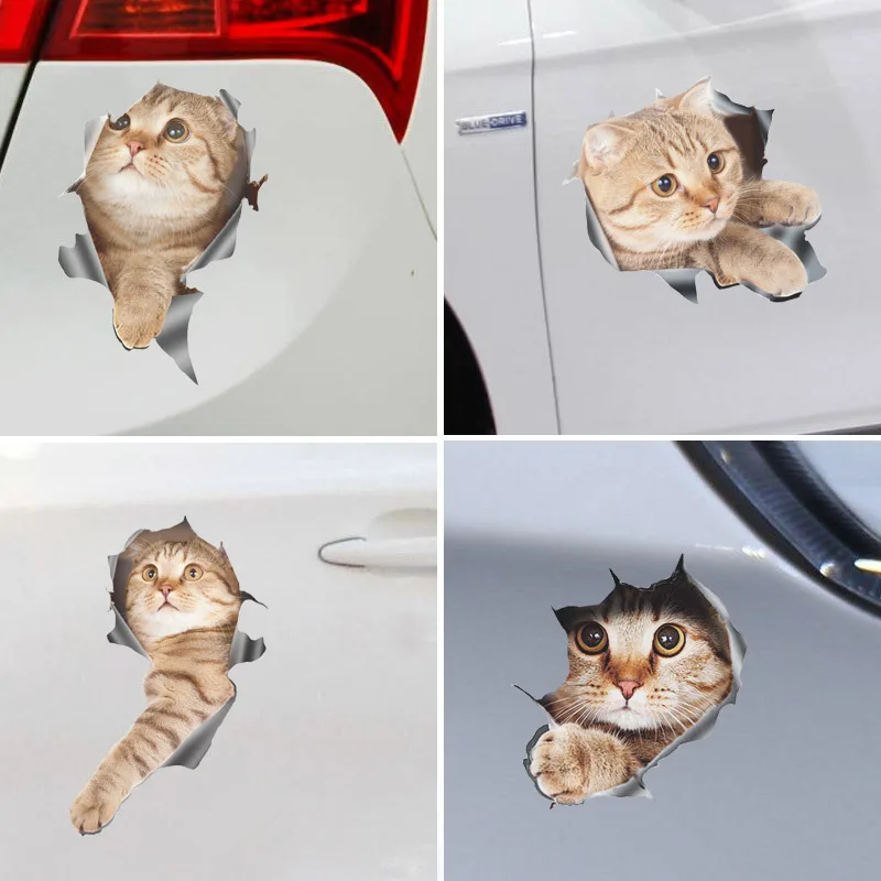 

15x 24cm Multiple Size Car Sticker 3D Pet Graphic Peep Brown Cat Car Window Car Waterproof Scuff Decorations Scratch Vinyl Decal