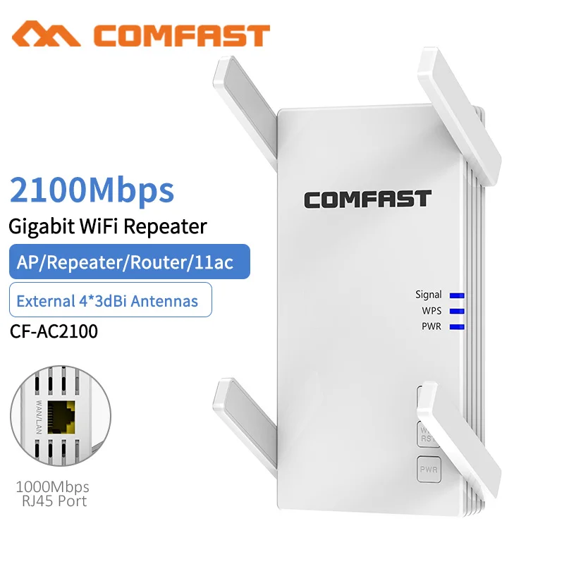 Imagem -02 - Repetidor de Sinal 2.4g 5ghz Wifi Repetidor Impulsionador 300m 1200mbps Amplificador Wifi 5g Extensor de Longo Alcance Ponto Acesso Puissant