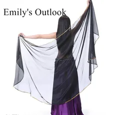 Semicircle Chiffon Scarf Hand Throw Veils Belly Dance Shawls Half Circle Round Bellydance Costume Accessory Moon Shape Light