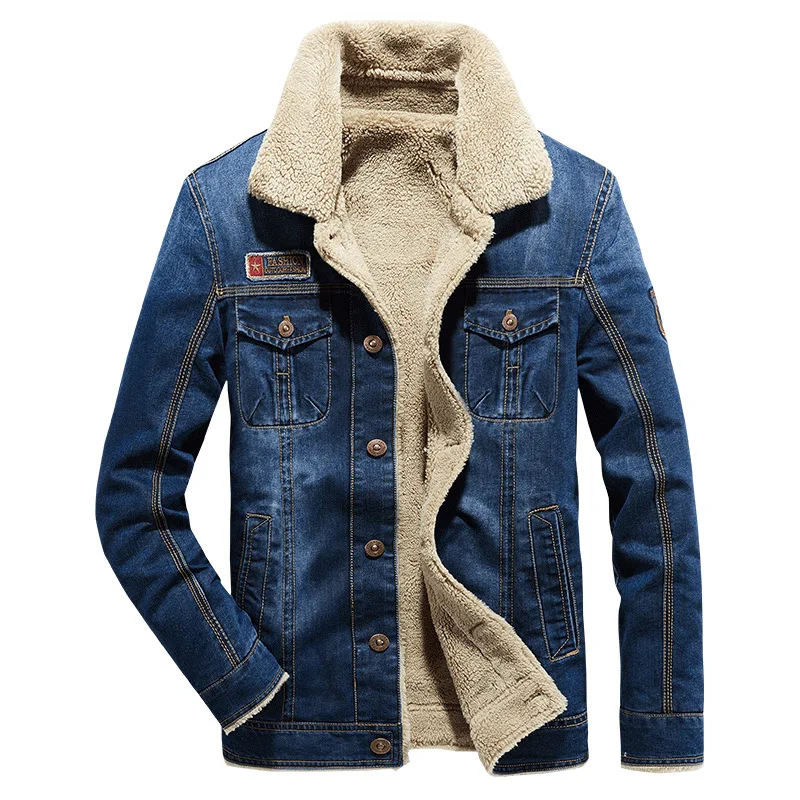 

Men Winter Denim Jackets Blue Jeans Coats High Quality Men Cotton Thicker Warm Down Jackets Nice Pop Black Denim Coats Size 5XL