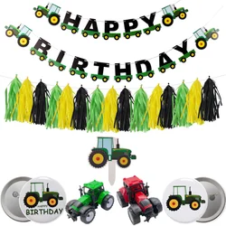 Farm Tractor Birthday Decoration Paper Garland Banner Tractor CupCake Topper Balloon Number 1 2 3 4 5 6 7 8 9 Party Baby Shower