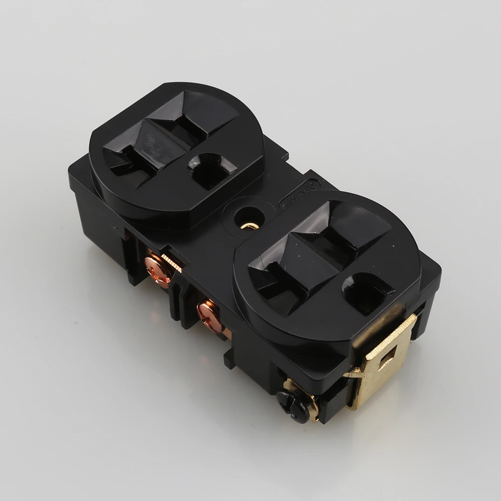 HiFi Receptáculo De Energia Tomada, Distribuidor De Cobre Vermelho, Alta Qualidade, EUA 20A, 2PCs, 4PCs, Preto