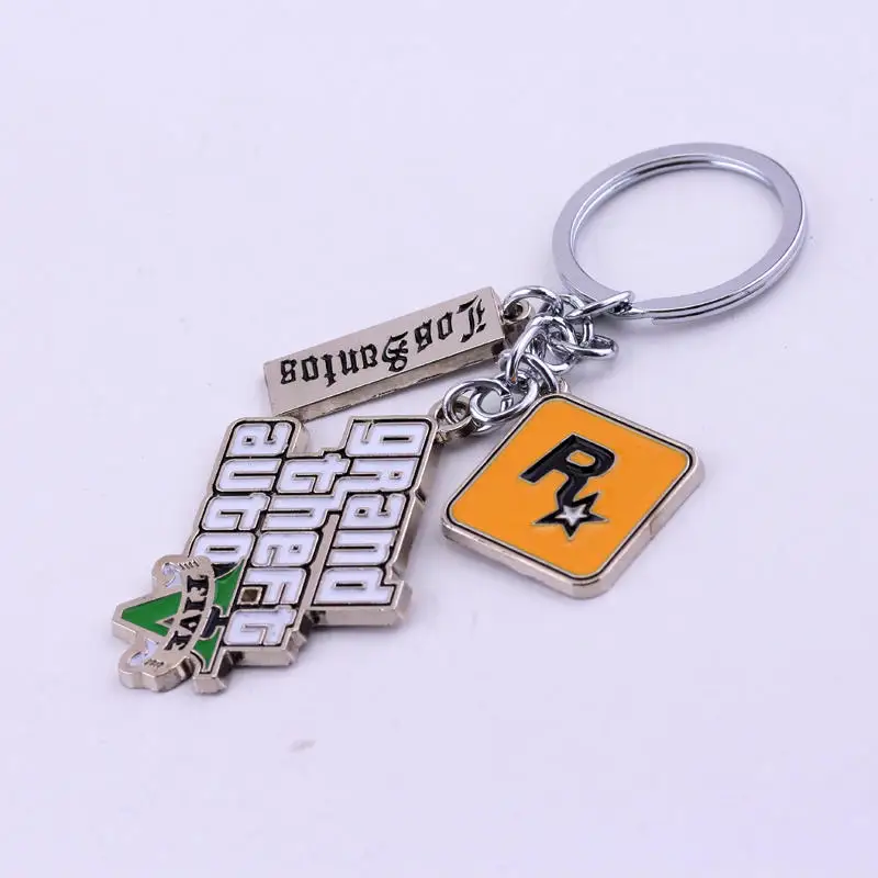 Muti-Pendant Key Holder PS4 Xbox PC Keyfob Game GTA V Grand Theft Auto 5 Keychain For Fans Key Chains Key Ring llaveros