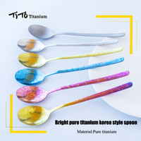 TiTo Titanium Spoon Tableware Portable Camping Cutlery Convenient Titanium Spork Environmental Portable Korean Style