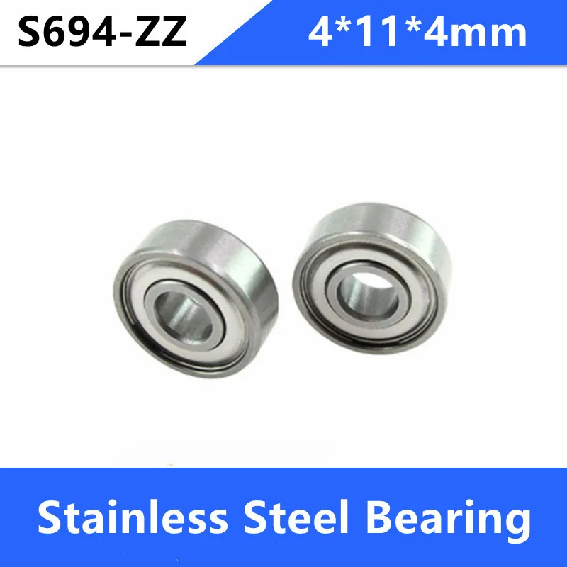 

50pcs/lot 694 4x11x4mm S694ZZ S694 ZZ S694 Z 694ZZ bearing 4*11*4mm Stainless Steel Deep Groove Ball Bearing